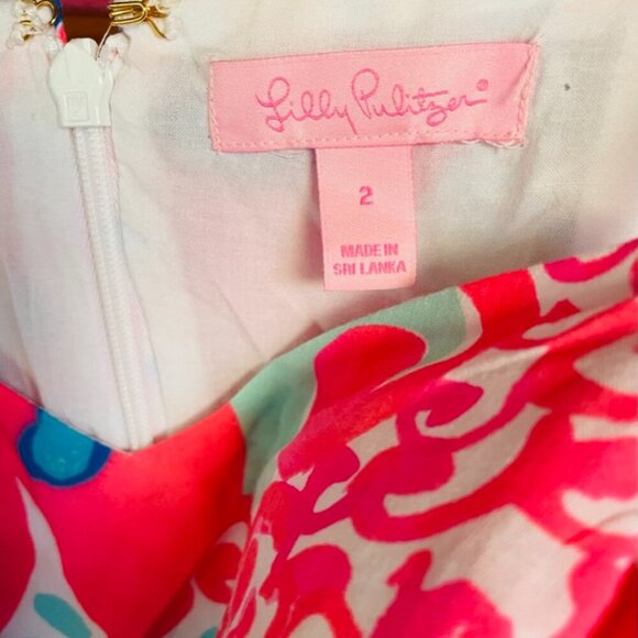 Lilly Pulitzer Christine Dress Coral Reef Im so Jelly Size 2 Fit and Flare - Picture 5 of 5